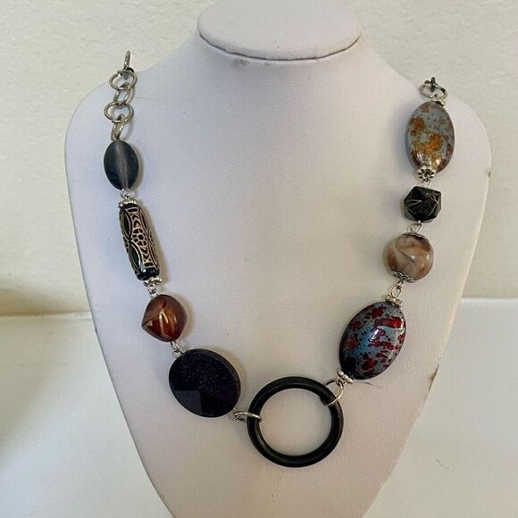 34” Mixed Media Long Beaded Necklace Womens Casual Boho Vintage Jewelry - Picture 1 of 5